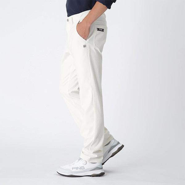 ピン　ツイルポンチ ロングパンツ　PING ゴルフウエア　ホワイト　メンズ　LL PING（ピン） ゴルフ ロングパンツ 全方向ストレッチTCツイル5ポケット