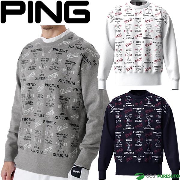 PING（ピン） ゴルフ 長袖 ジャカードクルーネック ニット プル