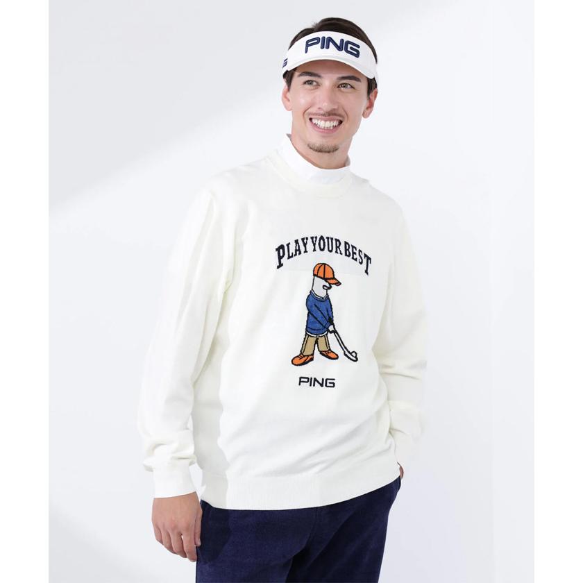 PING（ピン） ゴルフ Mr.PING ジャカード クルーネック ニット プル