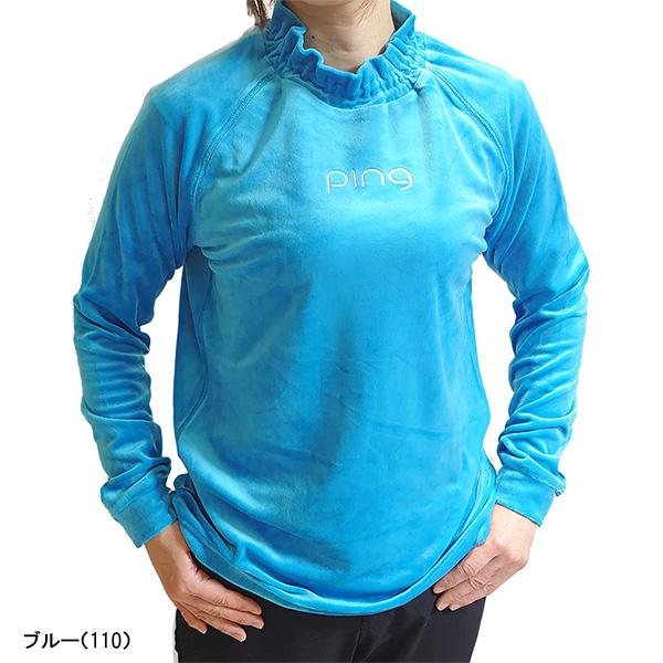 2枚セット PING ピンアパレル ダブルフェイス鹿の子ハイネック長袖シャツ M PING（ピン） レディース アパレル ゴルフウェア 長袖 変形襟