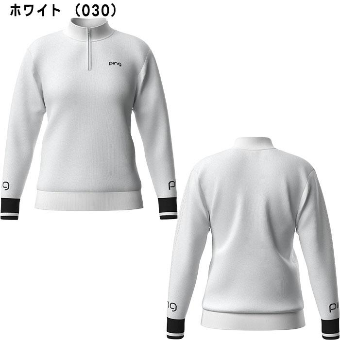 【レディース】ピン ゴルフ ハーフジップ 袖ロゴ ジャカードニット 622-5275900 ゴルフウェア トップス 2025年秋冬モデル PING GOLF PING（ピン） レディース ゴルフ ハーフジップ 袖ロゴ ジャカード