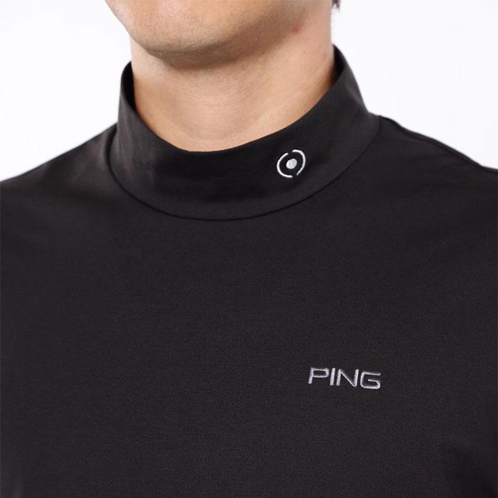 PING ブラック 長袖 ハイネック シャツ PING（ピン） ゴルフウェア 長袖シャツ 秋 冬 23FWエアーフレイク