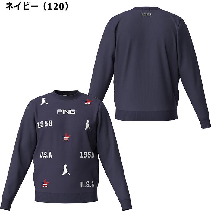 ピン ゴルフ メンズ USA柄 ジャカード クルーネック ニット PING 621-4270901 PING（ピン） ゴルフ USA柄 ジャカード クルーネック ニット プル