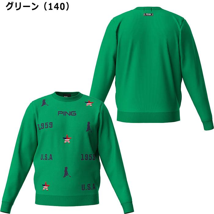 新品 PING ピン ゴルフ ジャカード クルーネックニット プルオーバー L PING ゴルフウェア L ピン ゴルフ 長袖 ジャカードクルーネック ニット