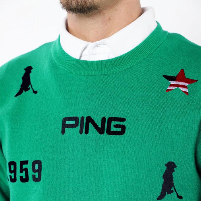 PING（ピン） ゴルフ USA柄 ジャカード クルーネック ニット プル