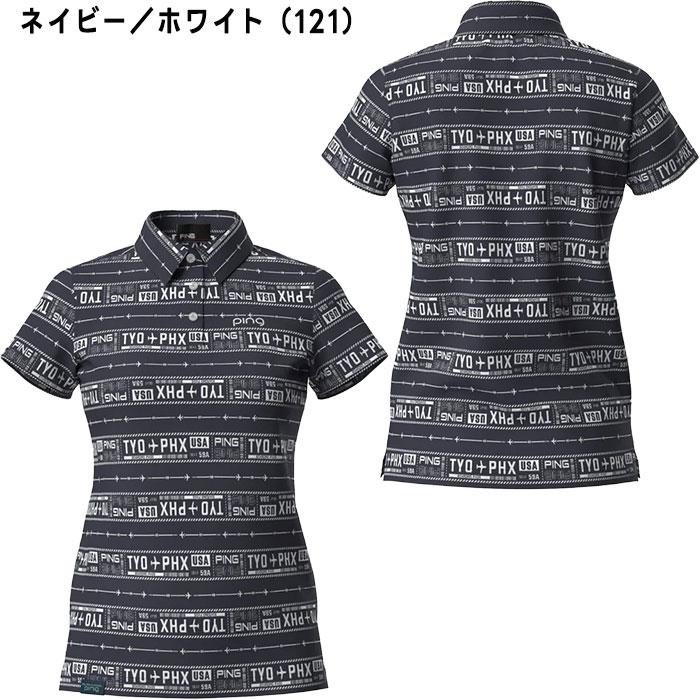 PING レディース ピン ゴルフ チケット柄 ジャガード 半袖