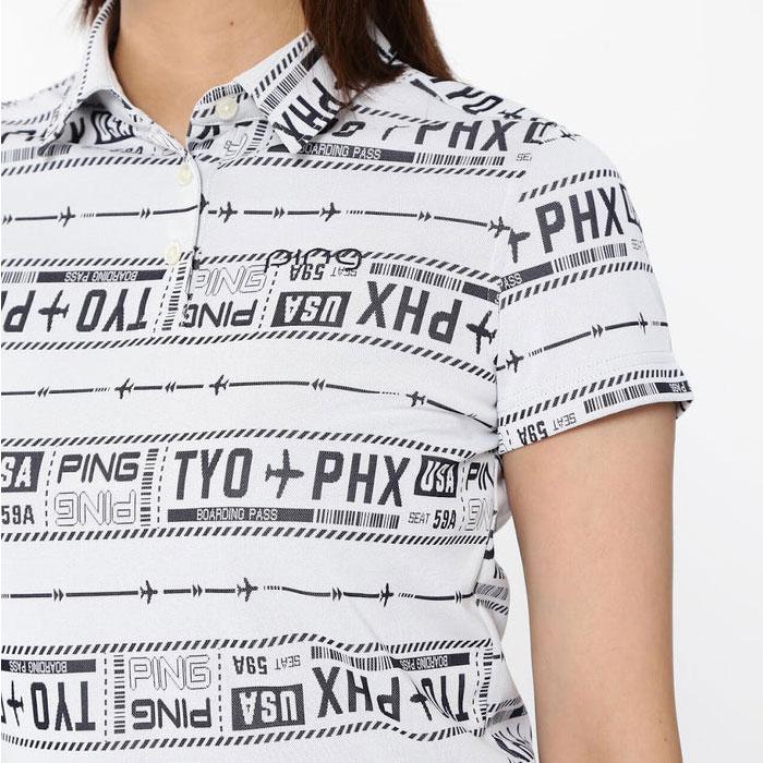 PING（ピン） レディース ゴルフ チケット柄 ジャガード 半袖
