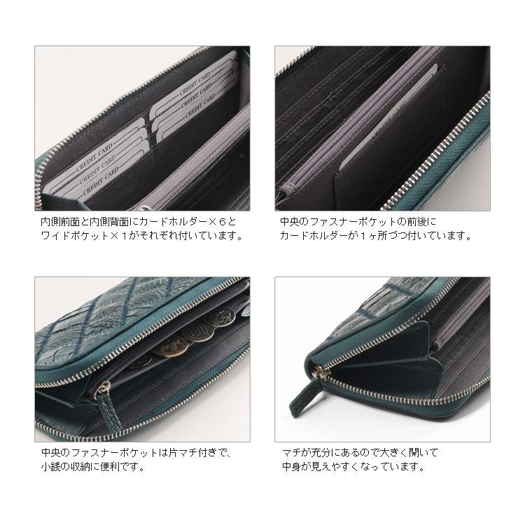 クロコダイルステッチワーク長財布アンティーク加工ラウンドファスナーサイフウォレットワニ革本革本物財布(No.309127an)【ネコポスで送料無料】 クロコダイル ステッチワーク 長財布 アンティーク加工 ラウンド