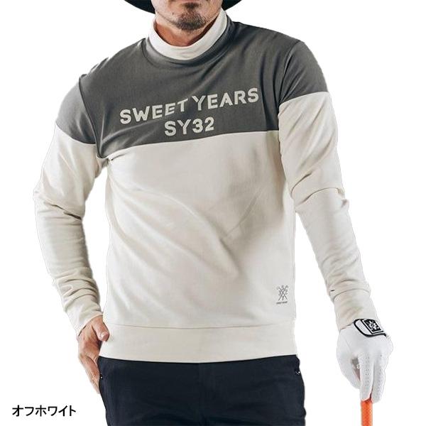 SY32 BY SWEET YEARS】ロゴネーム 長袖モックネックシャツL 白 SY32 BY SWEET YEARS GOLF［エスワイサーティトゥバイスウィート