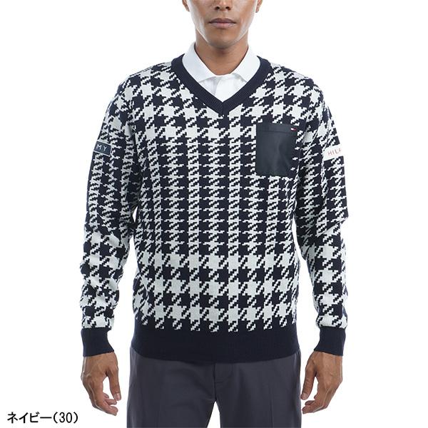 ゴルフウェア　  チェック柄 長袖ニット TIGORA（ティゴラ） レディース ゴルフウェア 長袖セーター 秋 冬