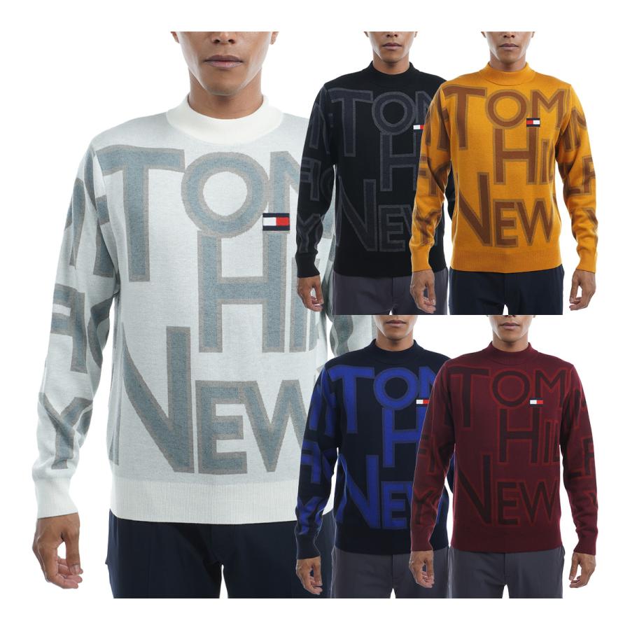 トミー ヒルフィガー ゴルフ 長袖 モックネックニット ロゴジャガード