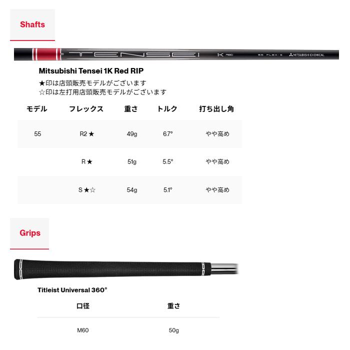 Titleist（タイトリスト） GTS2 ドライバー Tensei 1K Red 55 RIP