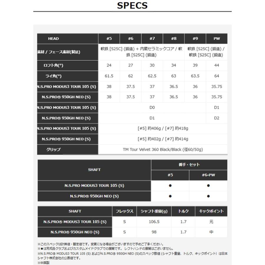 TaylorMade（テーラーメイド） New P8CB（'25）アイアン 5本セット（#6