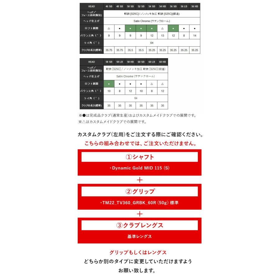 【カスタムオーダー】【レフティー（左用）】テーラーメイド ミルドグラインド 5 ウェッジ Dynamic Gold HT スチールシャフト 2025年モデル【■Ti■】_4