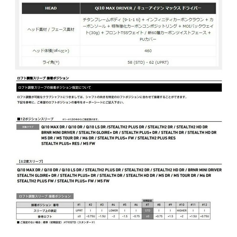 【カスタムオーダー】レフティー テーラーメイド Qi10 MAX ドライバー NS PRO Regio Formula B+ カスタムシャフトキュー アイテン マックス]【■Tay■】｜puresuto｜07