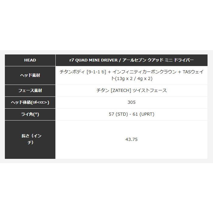 ミニドライバー　R7純正シャフト　フレックス S R7 Quad Mini ドライバー シャフト | R7 Quad Mini Driver Shaft