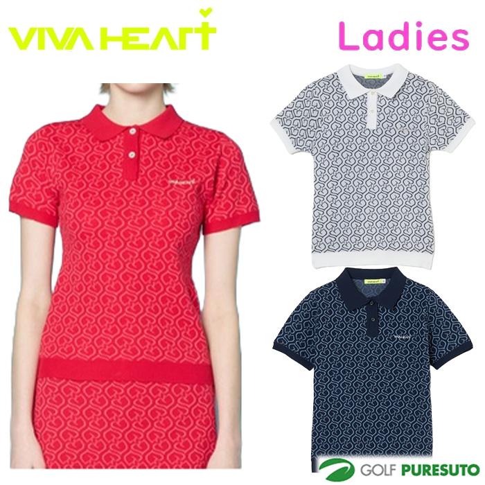 VIVA HEART（ビバハート） レディース ケディハート総柄 ニットポロ
