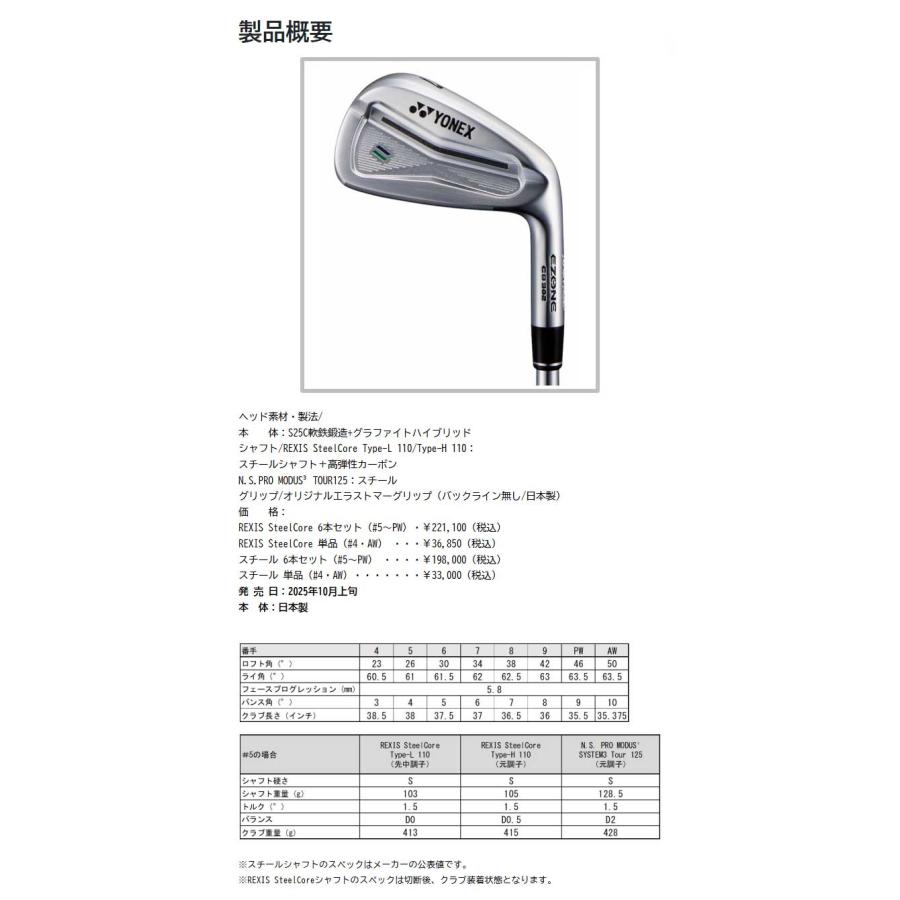 EZONE ヨネックス CB302 アイアン 6本セット（＃5〜PW）N.S.PRO