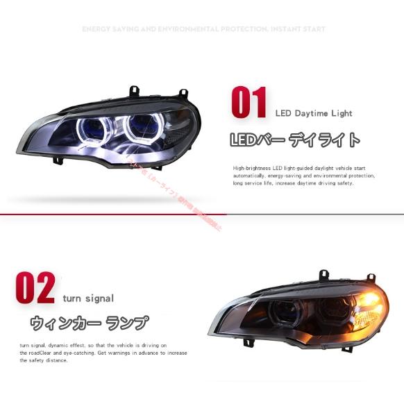 BMW BMW X5 E70 2007-2013 LED ヘッドライト フロント ヘッドランプ