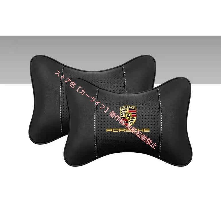 新品 PORSCHE ポルシェ マウスパッド レザー クレスト 滑り止め加工 PORSCHE（ポルシェ） 専用 汎用 ネックパッド ヘッドレスト 2個