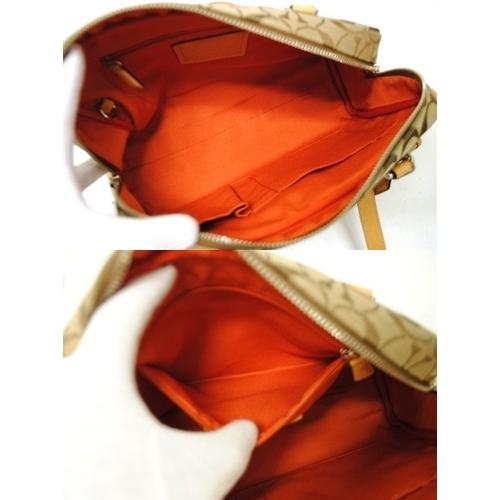 未使用級✨COACH ハンドバッグ シグネチャー ブラウン レザー キャンバス コーチ COACH シグネチャー キャンバス×レザー ハンプトン