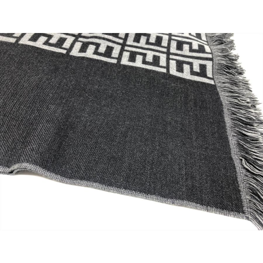 美品】FENDI ズッカ柄 マフラー 100%ウール グレー ブラック FENDI