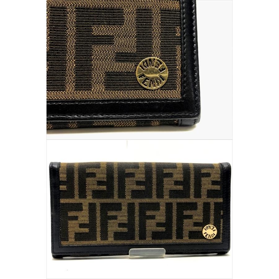 FENDI フェンディ ズッカ ロゴ 二つ折り 長財布 ロングウォレット 2270 8M0000 キャンバス レザー メンズ レディース 7987