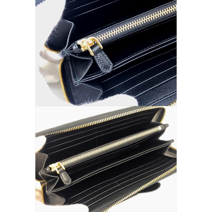 箱付 PRADA サファーノ レザー ラウンドジップ 長財布 ブラック