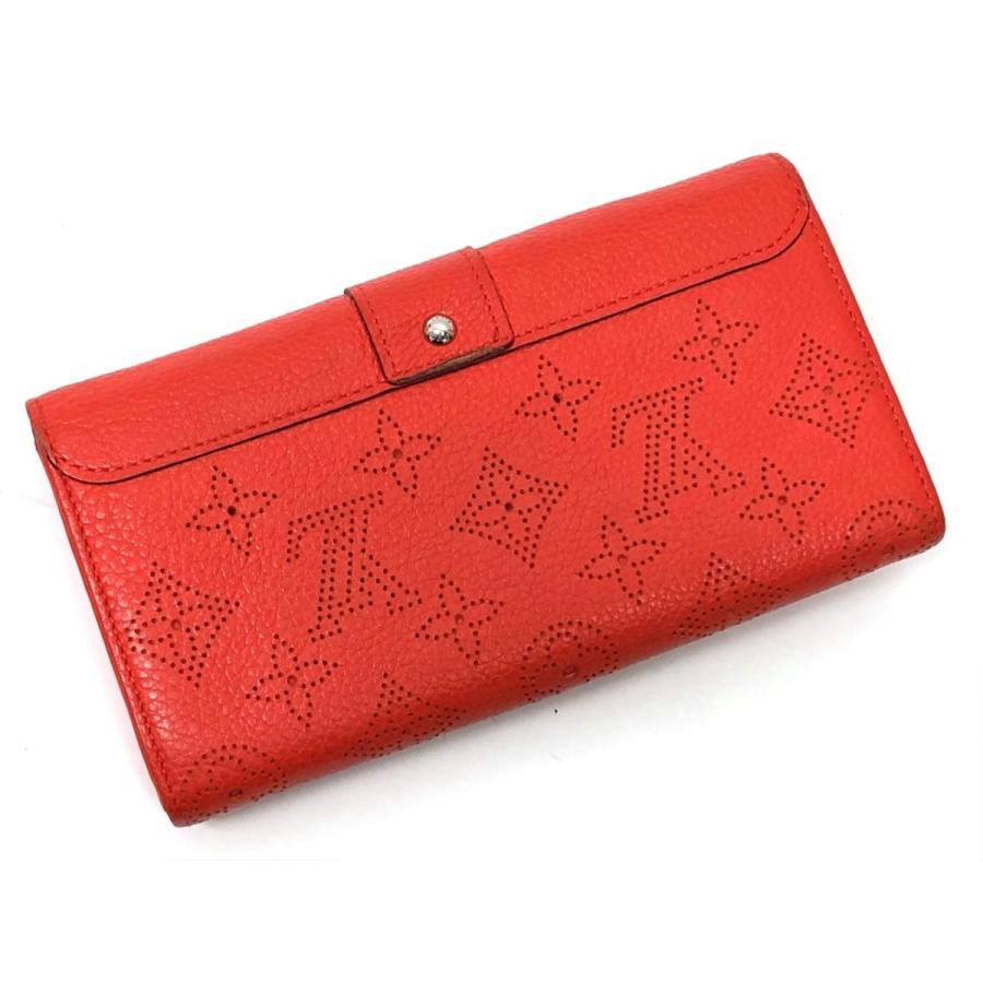 ルイヴィトン 長財布 赤 ポルトフォイユイリス モノグラムマヒナ