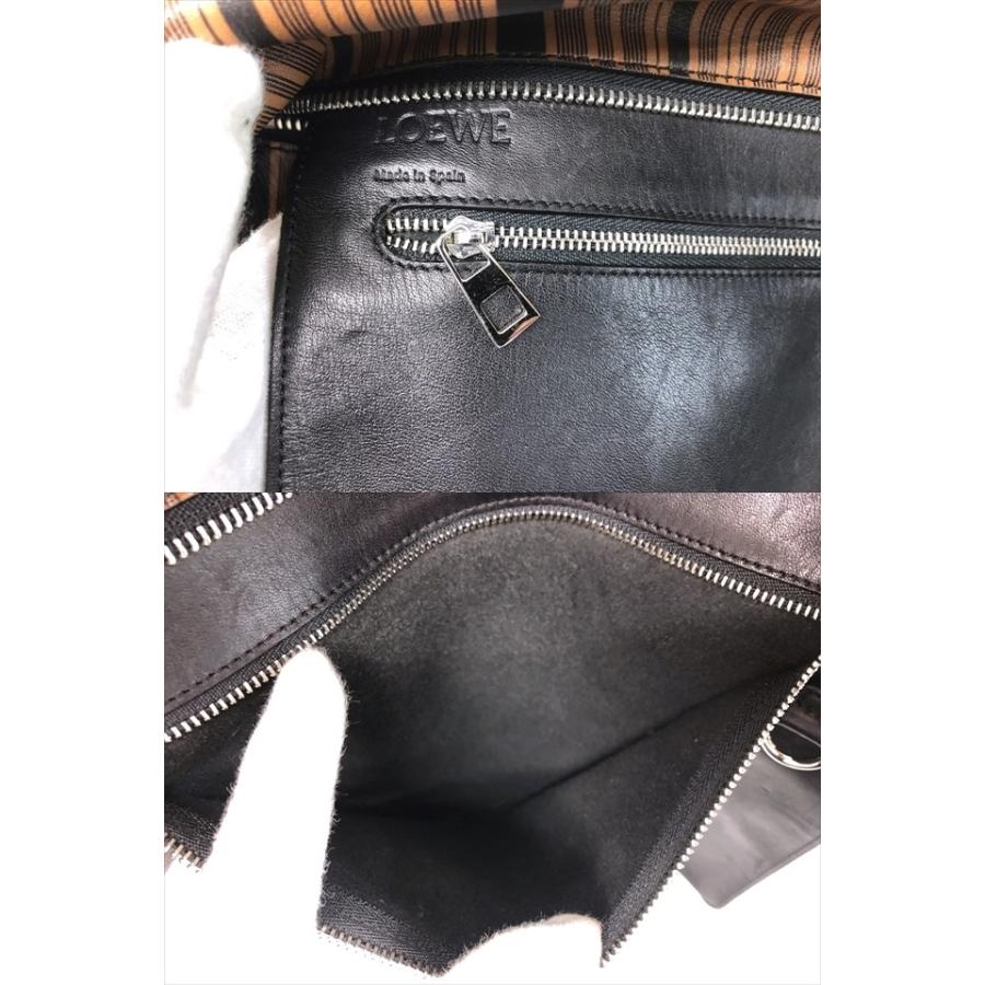 ロエベ　レザー ストライプデザイン バッグ　旧ロゴ LOEWE LOEWE ロエベ ショッパー ストライプ ロゴ トートバッグ