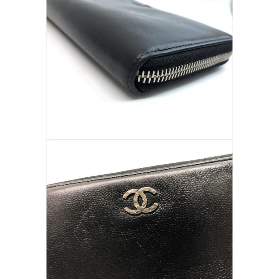 美品✨CHANEL 黒 レザー 折り財布 セブルガ ココマーク キャビアスキン セブルガ シャネル CHANEL 財布 A46422 キャビアスキン ブラック