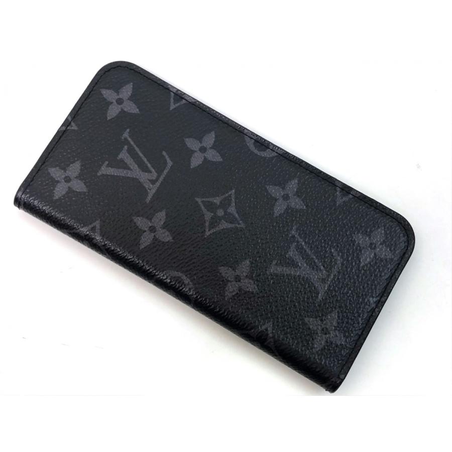 【微美品】ルイヴィトン　iphone 10 ケース　黒　レザー　 エクリプス LOUIS VUITTON ルイヴィトン モノグラム エクリプス フォリオ
