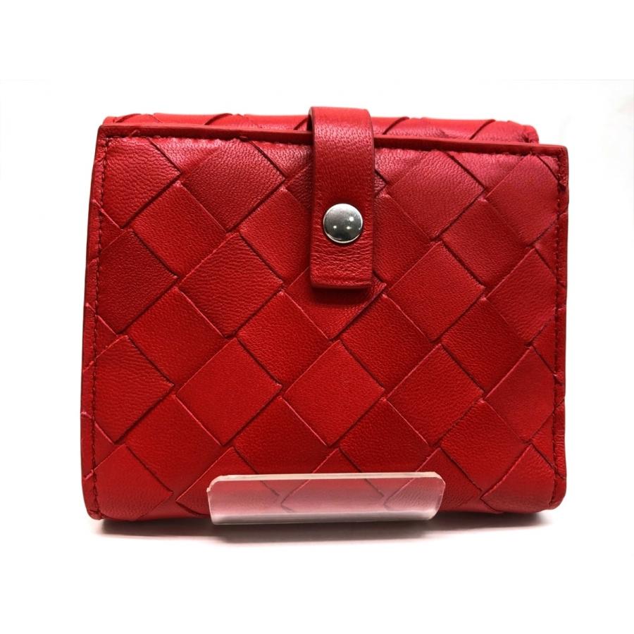 人気　ボッテガヴェネタ　長財布　レザー　レッド　イントレチャート　Wホック 人気 ボッテガヴェネタ 長財布 レザー レッド イントレチャート