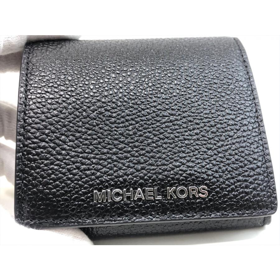 MICHAEL KORS マイケルコース ロゴ コンパクトウォレット 三つ折り財布 ブラック 黒 レザー メンズ 美品 8846｜purishonten｜05