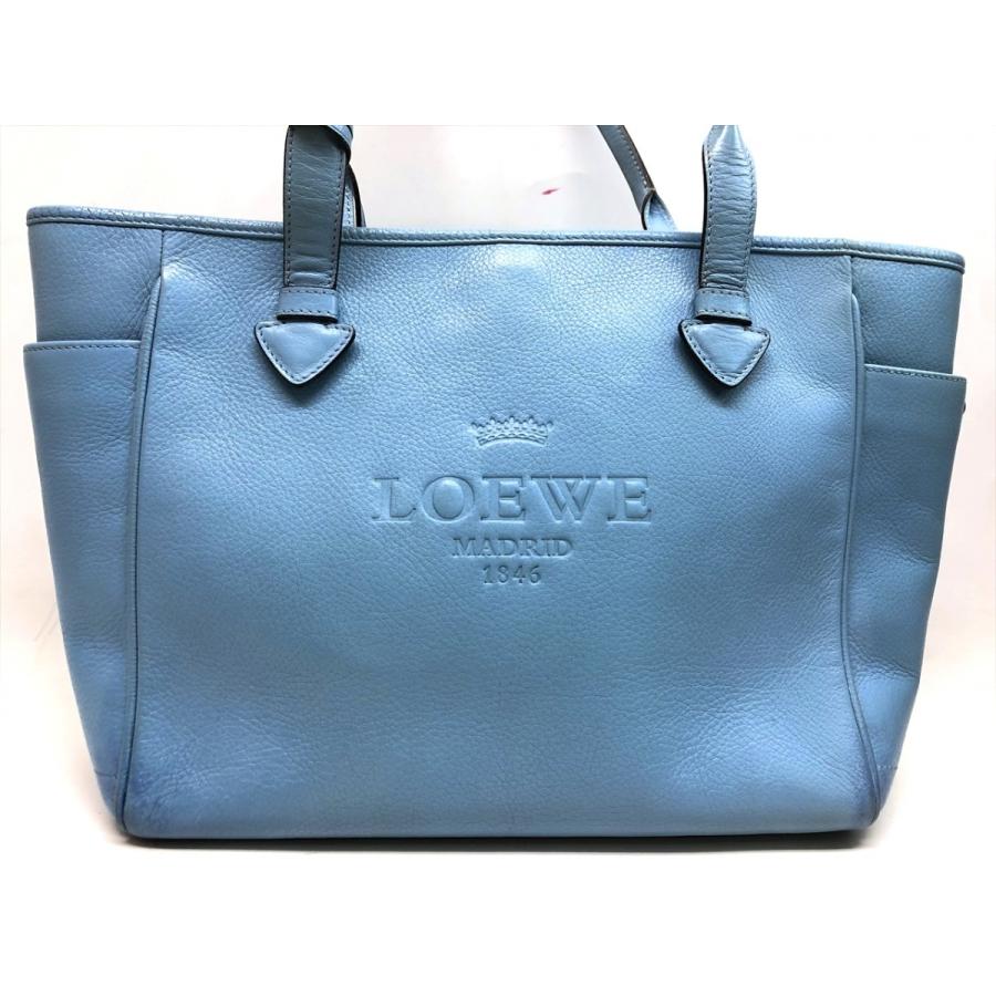 LOEWE ロエベ ヘリテージ トートバッグ レザー ライトブルー 青 LOEWE ロエベ ヘリテージ トートバッグ レザー ライトブルー 青