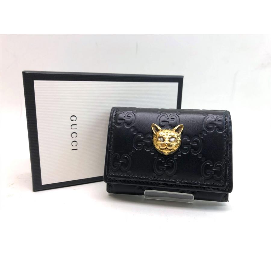 GUCCI グッチ シマ キャット 三つ折り 財布 コンパクト GUCCI グッチ シマ キャット 三つ折り 財布 コンパクト