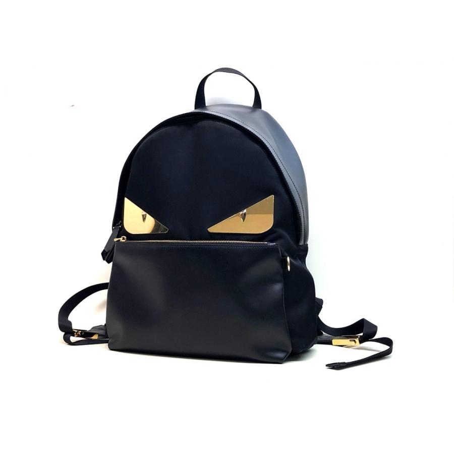 ラッピング無料 レザー リュック バックパック バグズアイ フェンディ Fendi Fendi フェンディ バグズ バック パックリュック レザー 黒 黒 ftメンズ 7vz042 人気 ゴールド金具 金属素材 バッグ