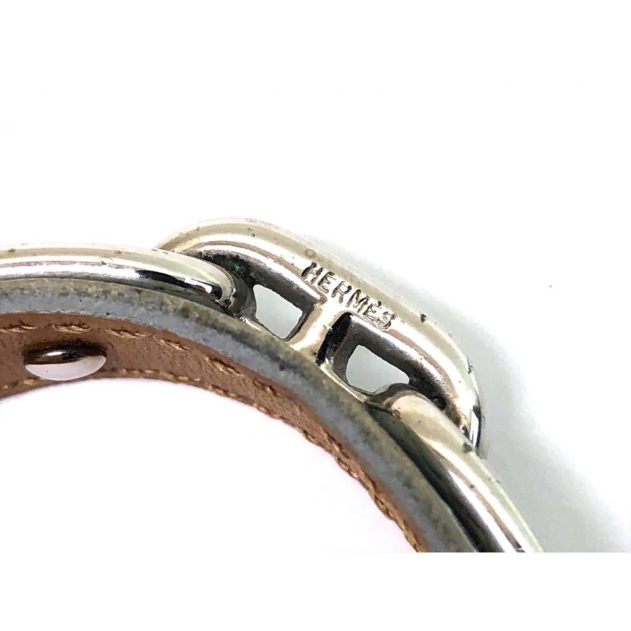 HERMES エルメス バングル シェーヌダンクル グレーレザー×シルバーカラー HERMES エルメス シェーヌダンクル ブレスレット レザー GP