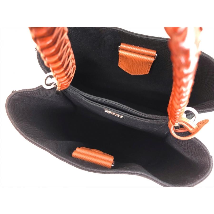 PRADA 値下げ 阿倍野ハルカス印 プラダ パニエ キャンバス レザー 