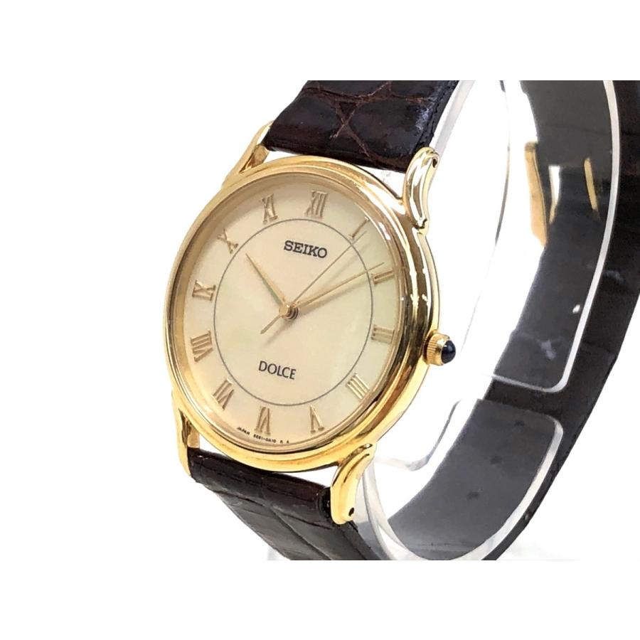 SEIKO セイコー　Exeline エクセリーヌ　レザーベルト ゴールド 新品電池】 SEIKO エクセリーヌ ゴールド レディース 腕時計