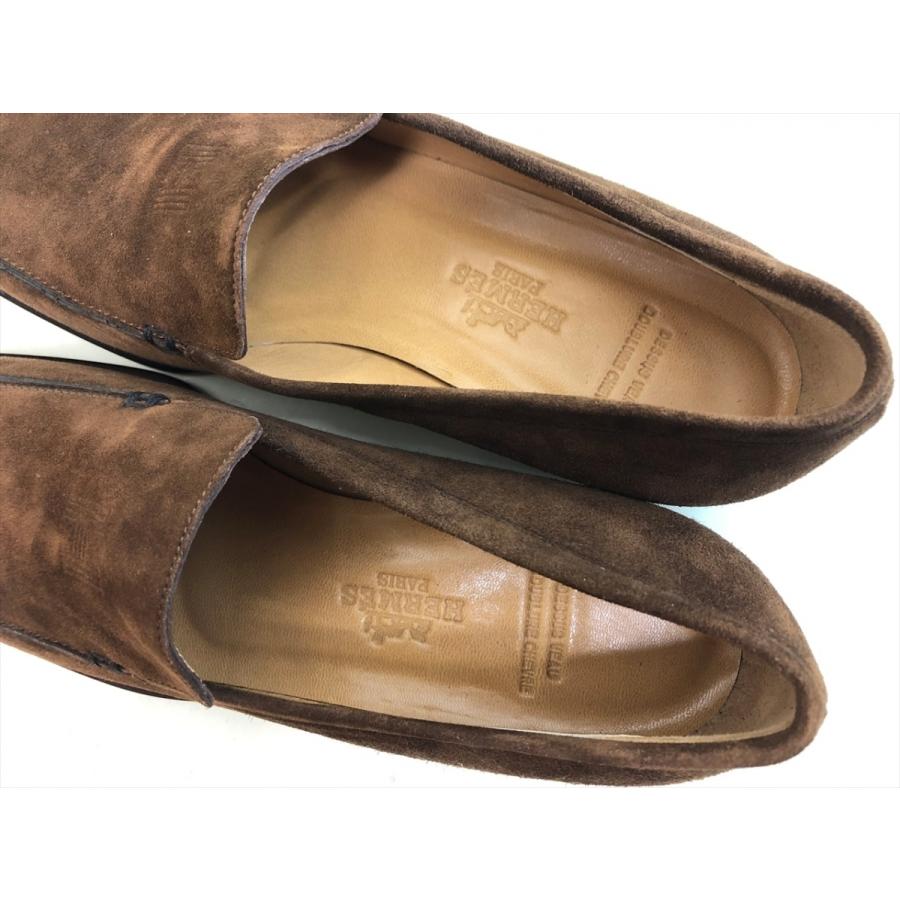 HERMES エルメス Ｈマーク スエード ローファー モカシン 靴 レディース ブラウン 美品 未使用保管 35 1/2 22.5ｃｍ 10400