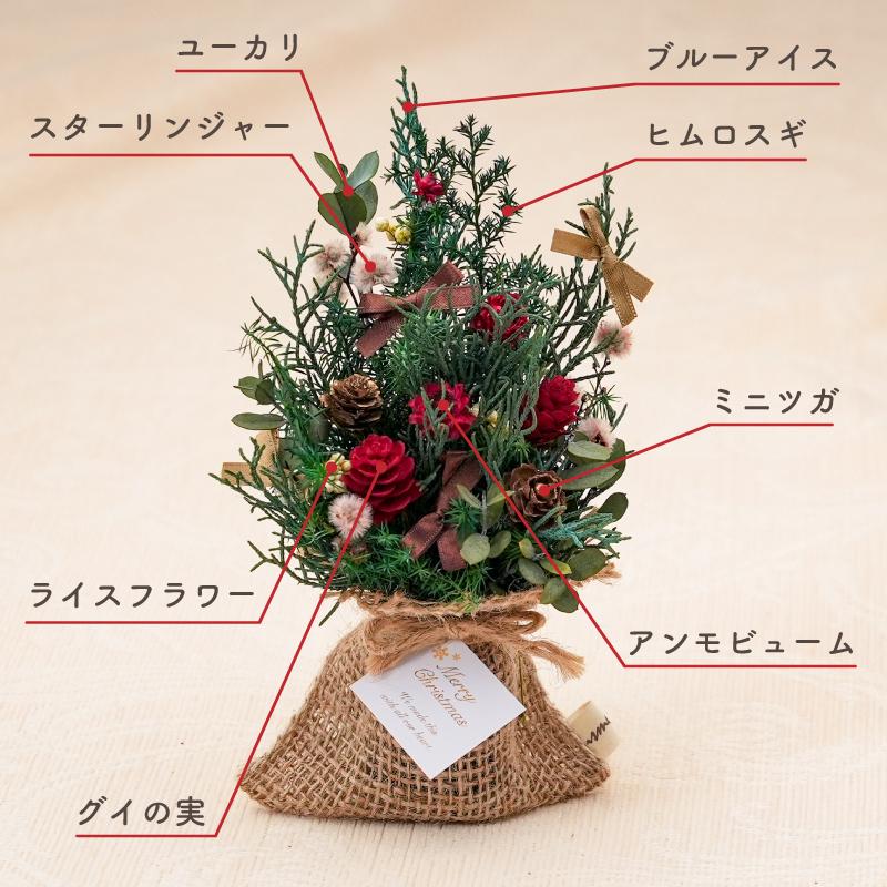 クリスマス ツリー 卓上 18cm プリザーブドフラワー 花 プレゼント