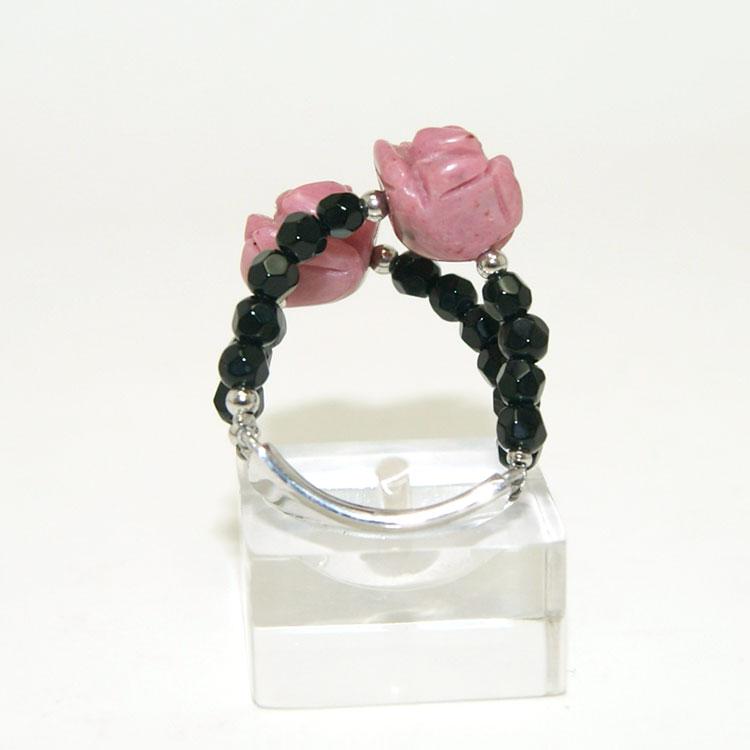 リング 指輪 ロードナイト オニキス 薔薇輝石 バラ パワーストーン