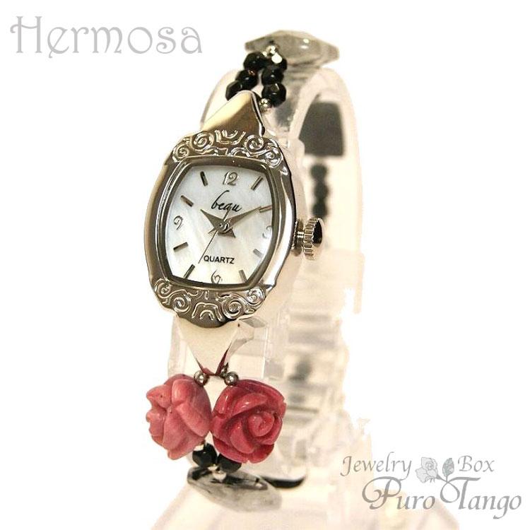腕時計 レディース バラ 薔薇 金属アレルギー 大人の女性 誕生日 記念日 プレゼント 日本製クォーツ おしゃれ ブレスレット 天然石 時計 腕時計 魅力的な