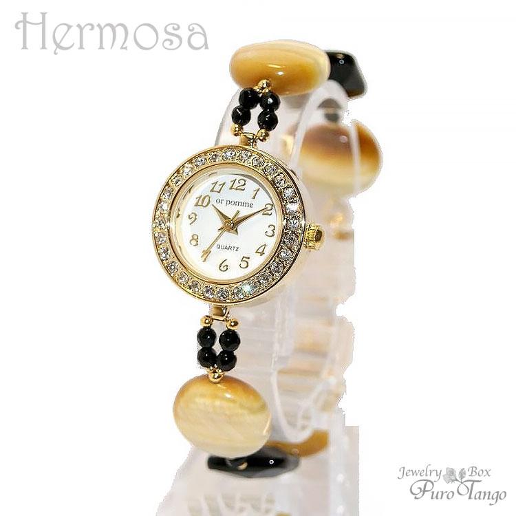 腕時計 レディース 時計 天然石 ブレスレット おしゃれ 日本製クォーツ プレゼント 記念日 誕生日 大人の女性 金属アレルギー タイガーアイ