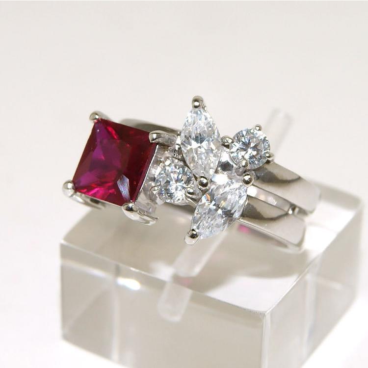ルビー指輪7号 リング 指輪 ピンキーリング ルビー ジルコニア 7月の誕生石