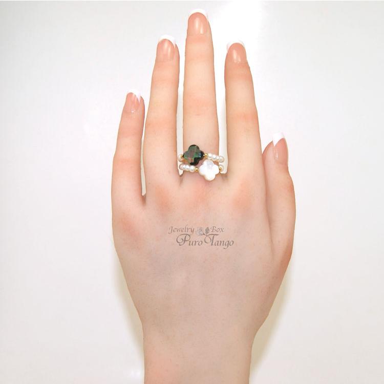 リング 指輪 黒蝶貝 白蝶貝 シルバー シェル 真珠 6月誕生石