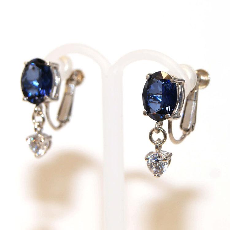 イヤリング 痛くない 40代 50代 サファイア 9月誕生石 プレゼント cz