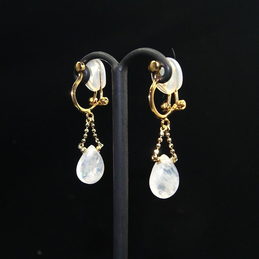 天然石　イヤリング イヤリング 痛くない 40代 50代 ブルームーンストーン 6月誕生石