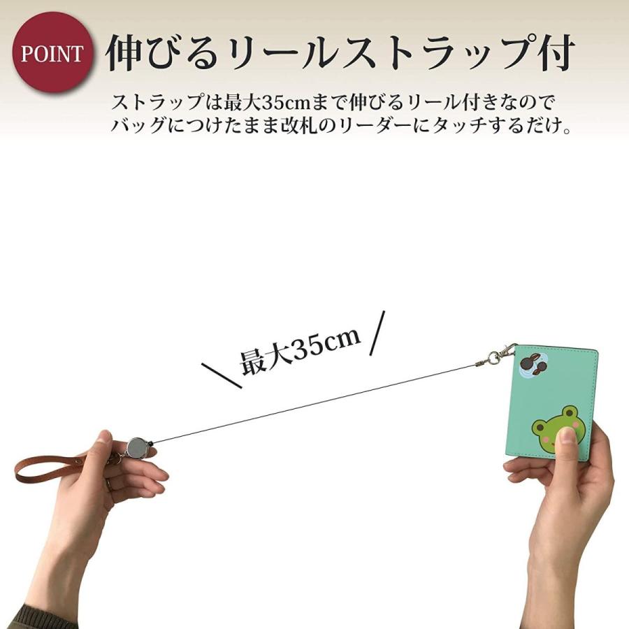 パスケース 定期入れ リール付き かわいい カエル おたまじゃくし グリーン キャラ イラスト 二つ折り 中がみえない おしゃれ レディース Purpleswallow 通販 Yahoo ショッピング